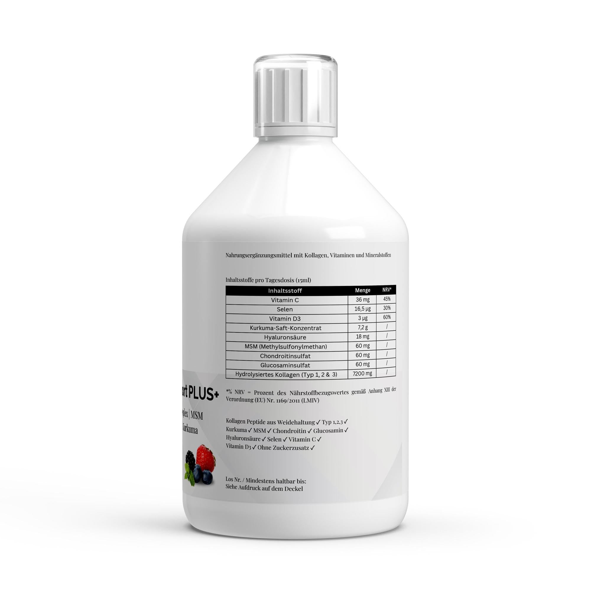 Kollagen Support PLUS+ Shots (1500 DA) - Wild Berry - 500ml